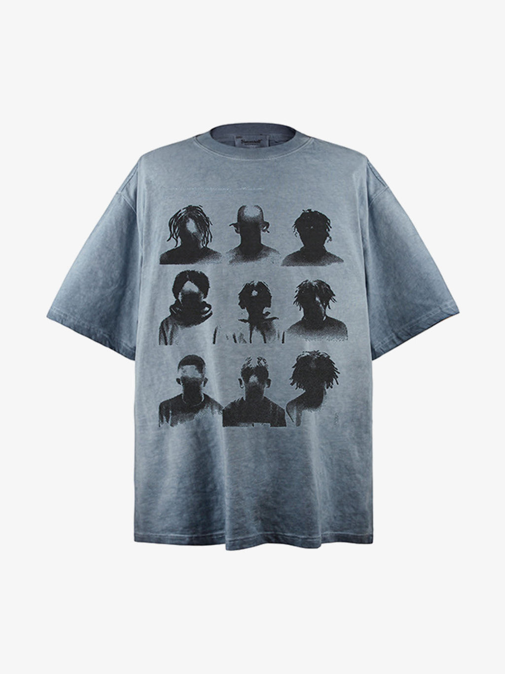 Vintage Washed Shadow Portrait Print T-Shirt