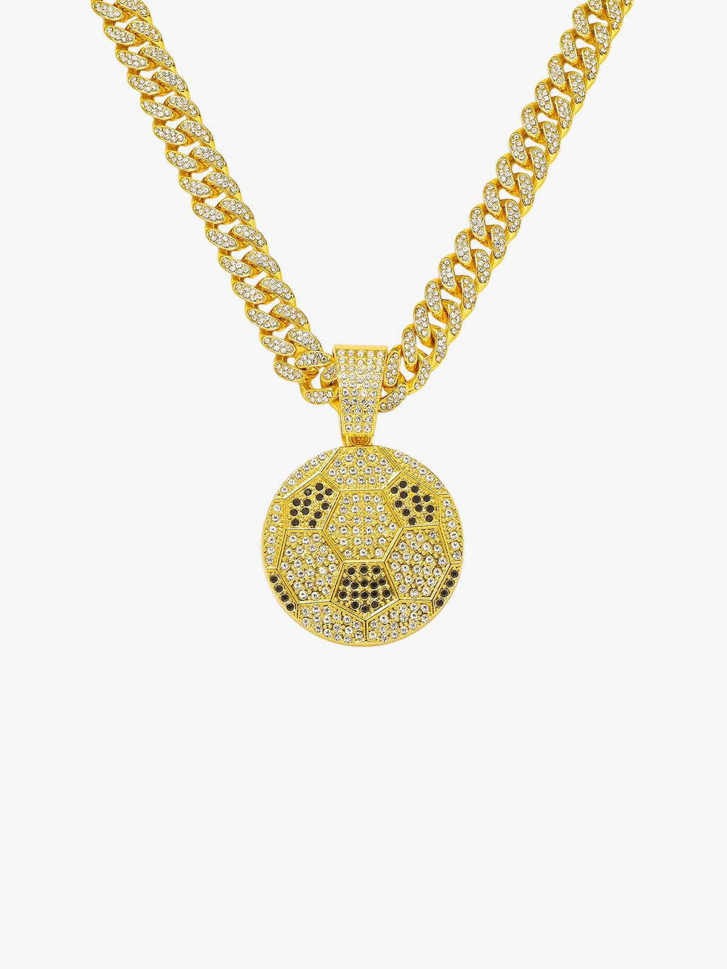 Iced Soccer Ball Pendant Chain Necklace