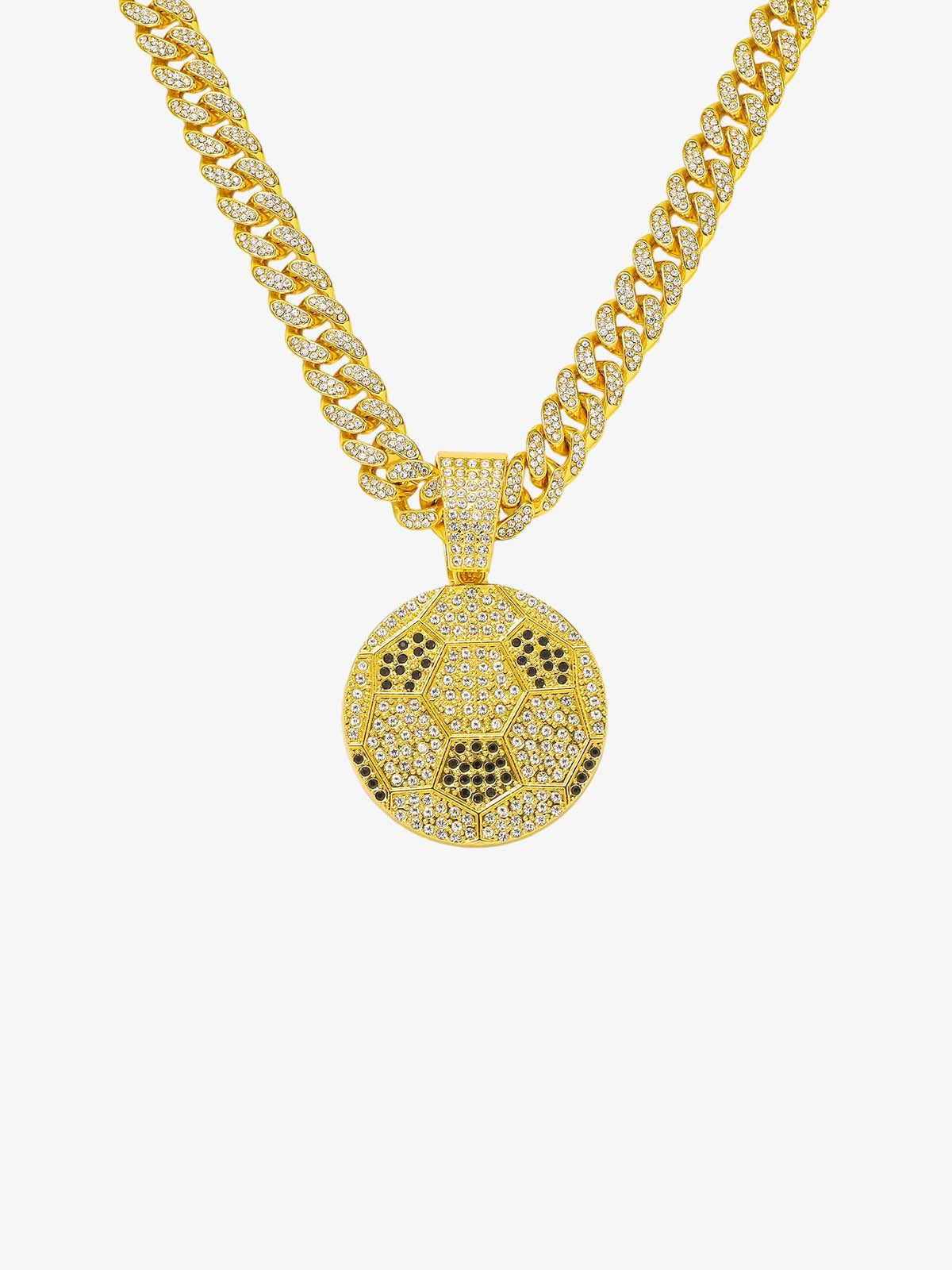 Iced Soccer Ball Pendant Chain Necklace