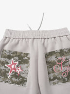 Retro Camouflage Star Patch Colorblock Casual Pants