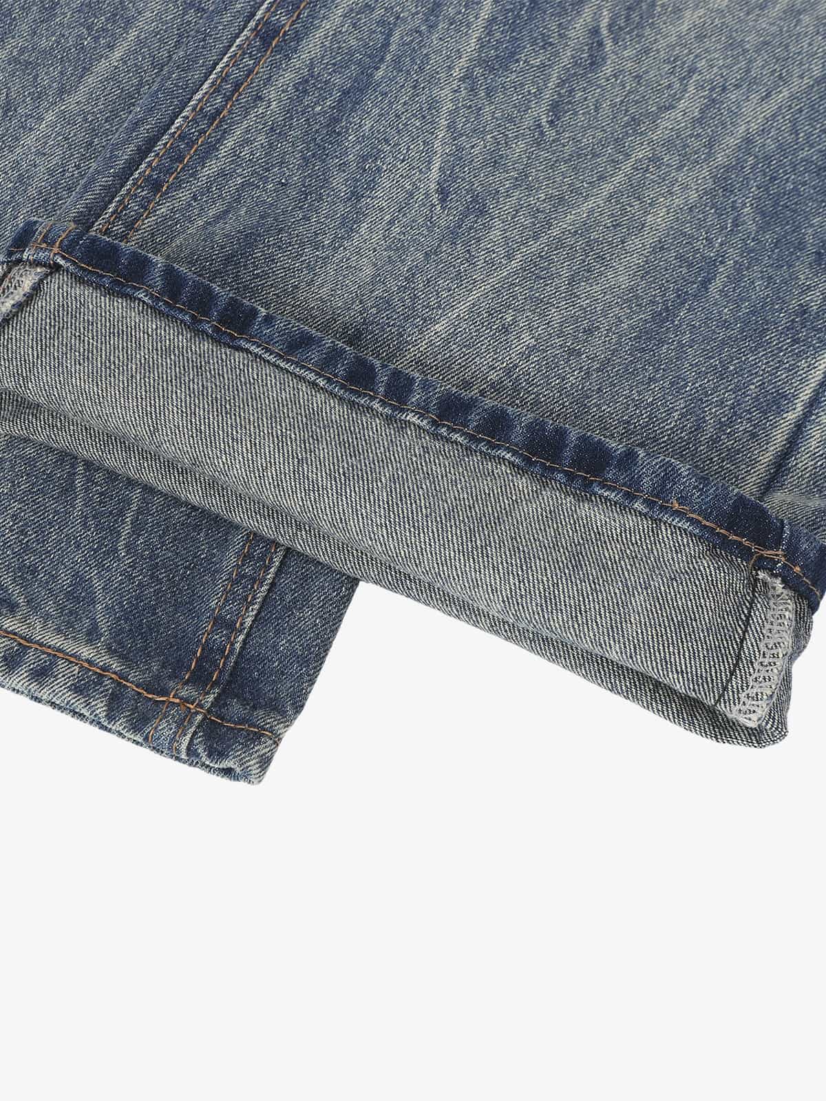 Retro Washed Faded Flared Jeans