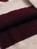 Retro Star Patchwork Striped V-Neck Polo Sweater