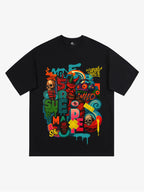 Trendy Multicolor Graffiti Skull Graphic T-Shirt