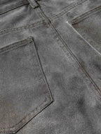 Washed Pleated Baggy Jeans