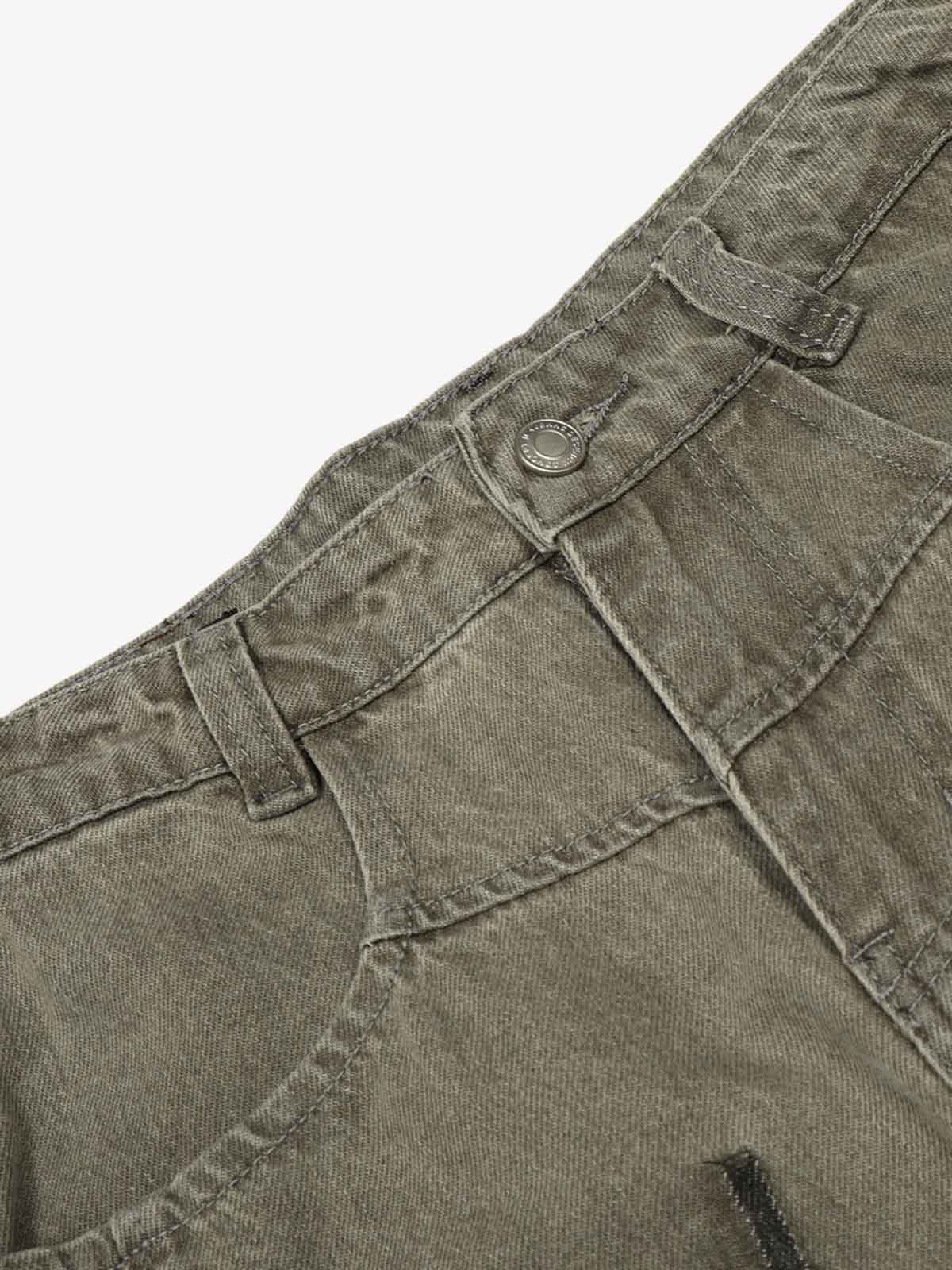 High Waist Pleated Barrel Leg Washed Pants