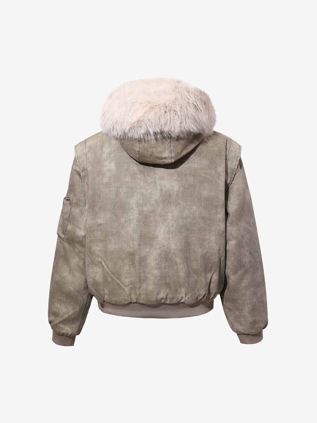Washed Patchwork Contrast Bomber Jacket