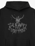 Gothic Devil Graphic Washed Hoodie