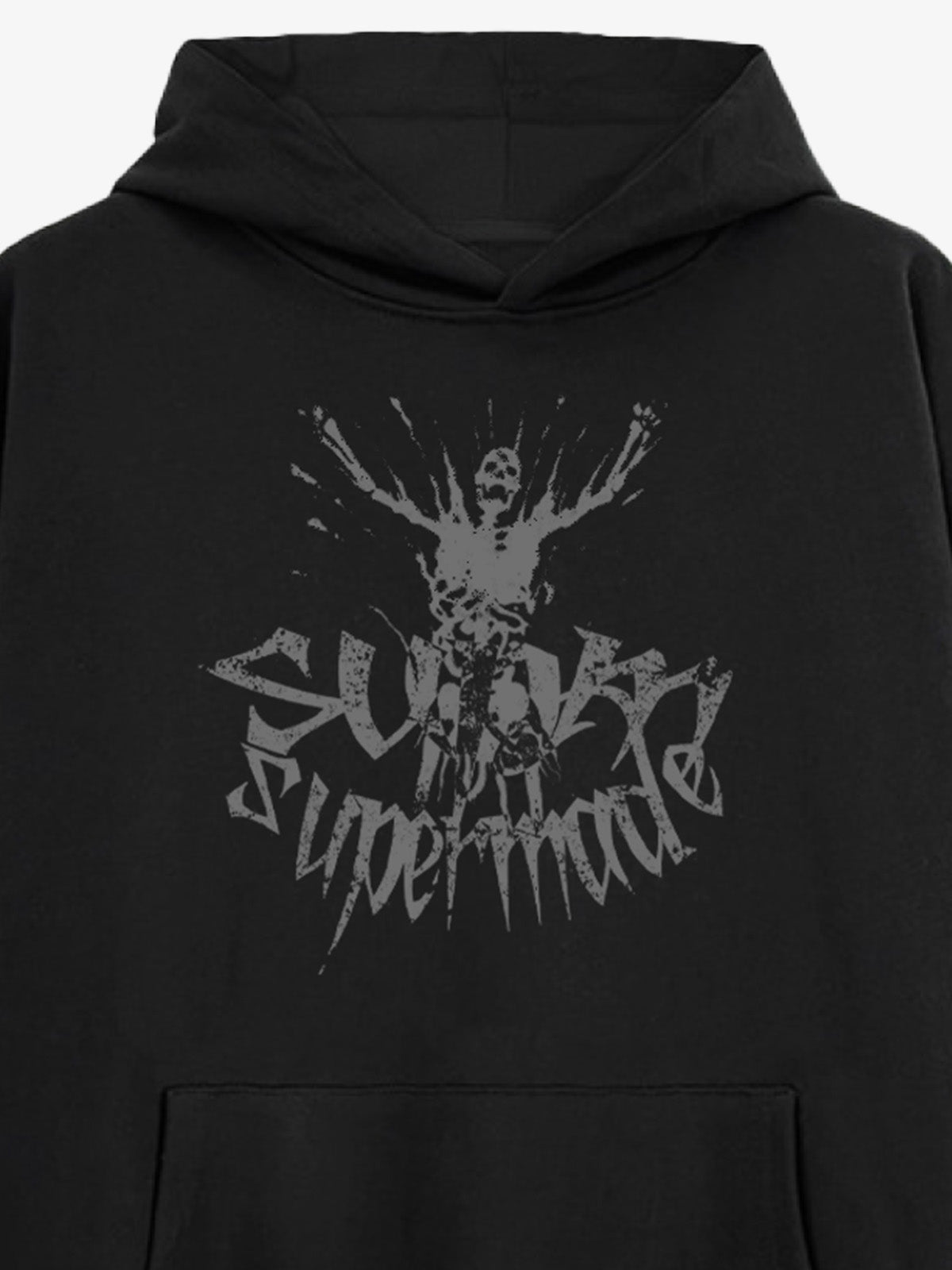 Gothic Devil Graphic Washed Hoodie