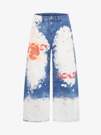 Bleached Paint Splatter Graphic Jeans