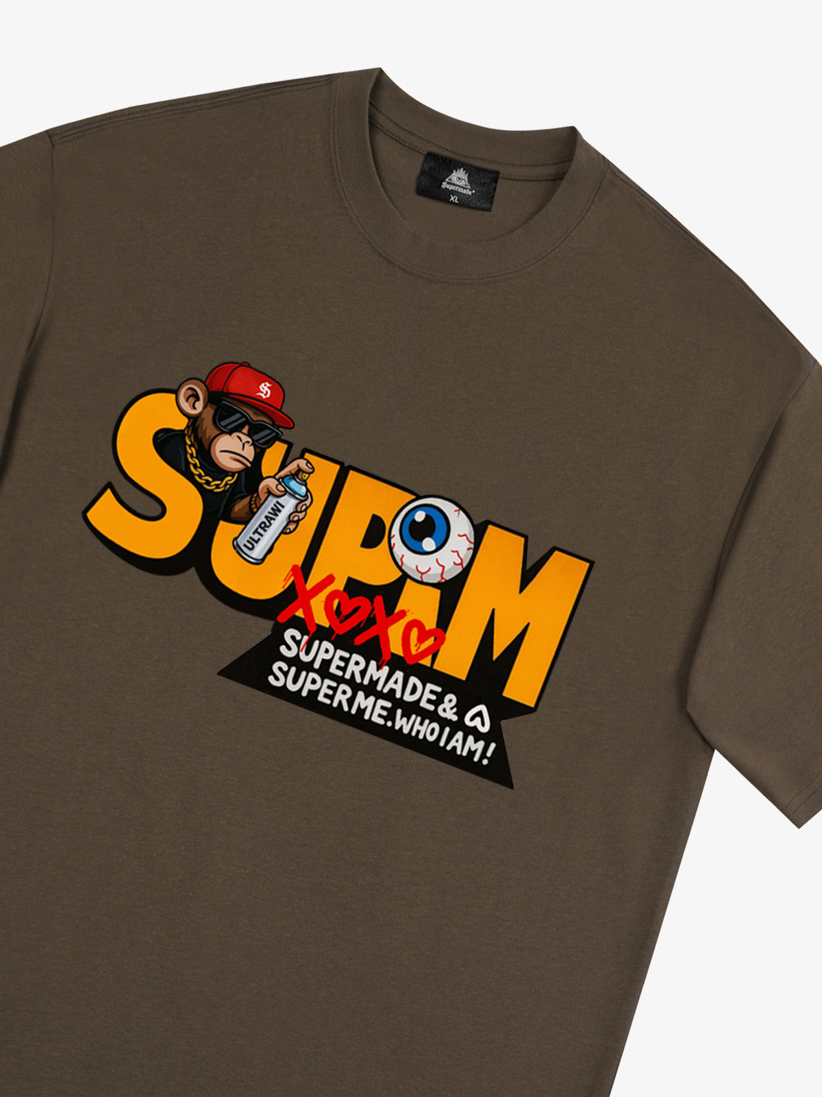 SUPM Trendy Hip-Hop Monkey Graffiti Font T-Shirt