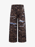 Bold Leopard Print Distressed Wide-Leg Jeans