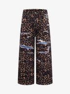 Bold Leopard Print Distressed Wide-Leg Jeans