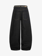 Rope Detail Waist Wide Leg Denim Jeans
