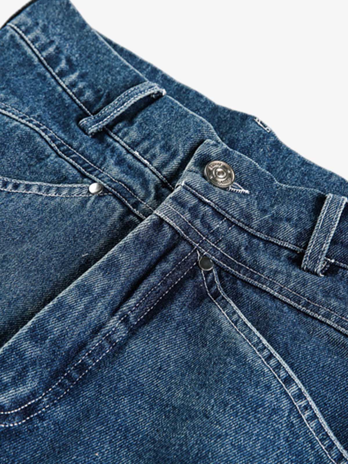 Deconstructed Pleated Ripped Blade Cut Jeans
