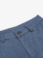 Pleated Panel Curved Leg Cargo Cotton Pants