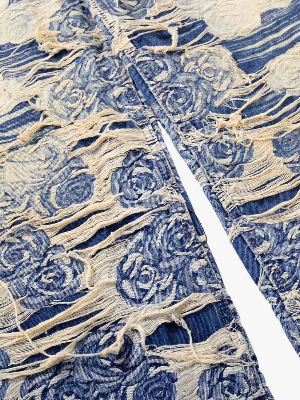 Jacquard Distressed Denim Jeans