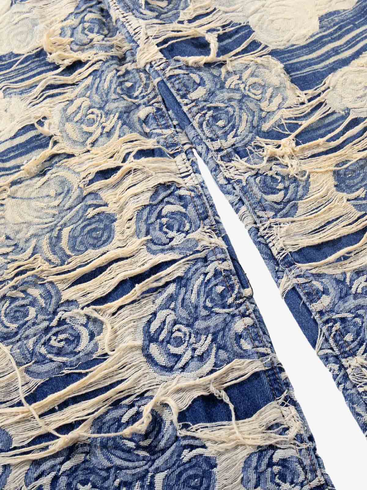 Jacquard Distressed Denim Jeans