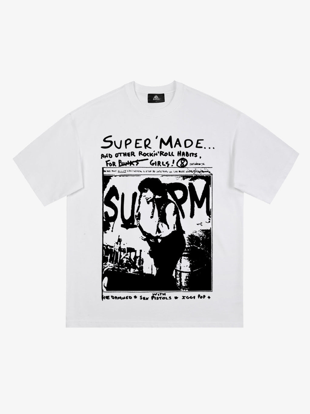 Vintage Washed Punk Graphic Print T-Shirt