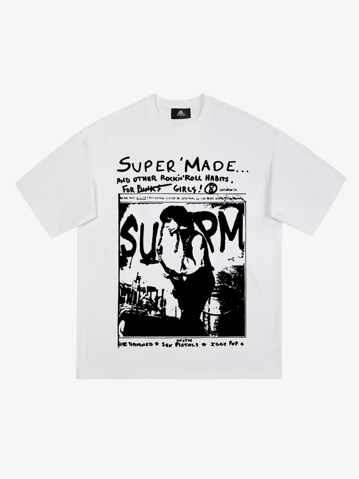 Vintage Washed Punk Graphic Print T-Shirt