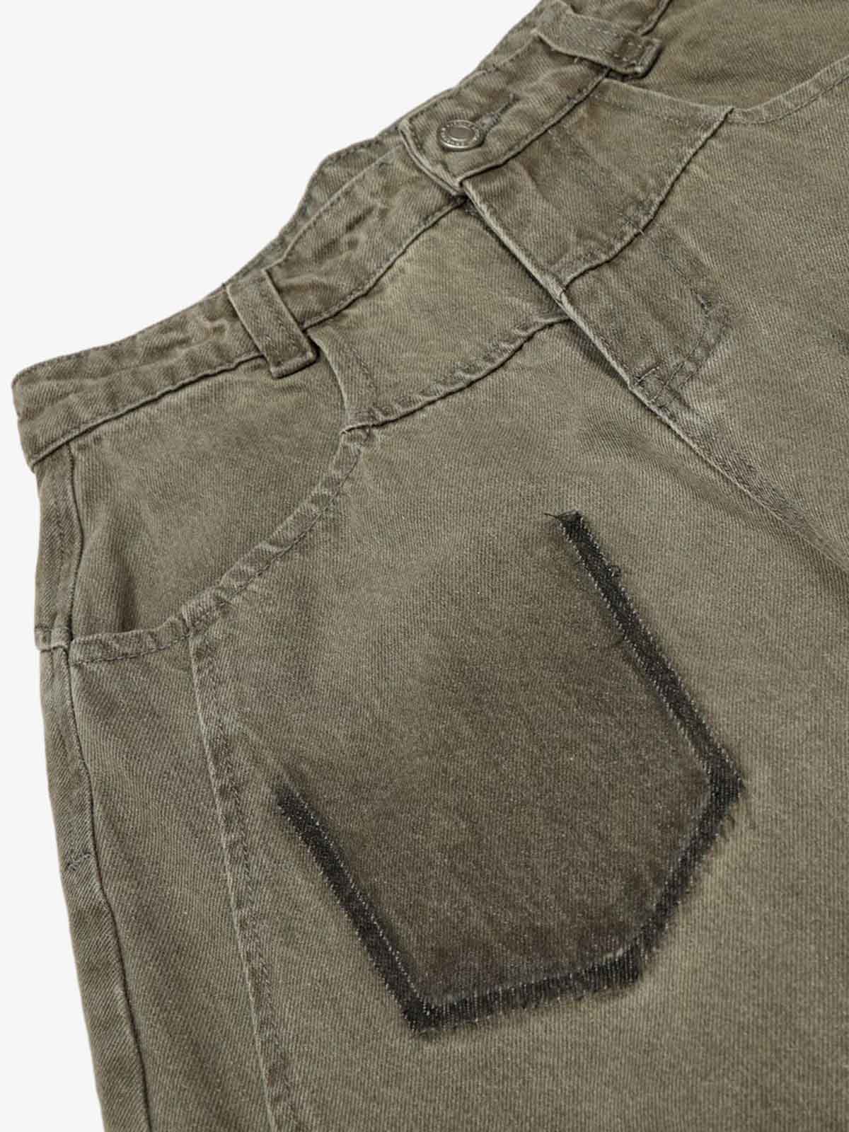 High Waist Pleated Barrel Leg Washed Pants
