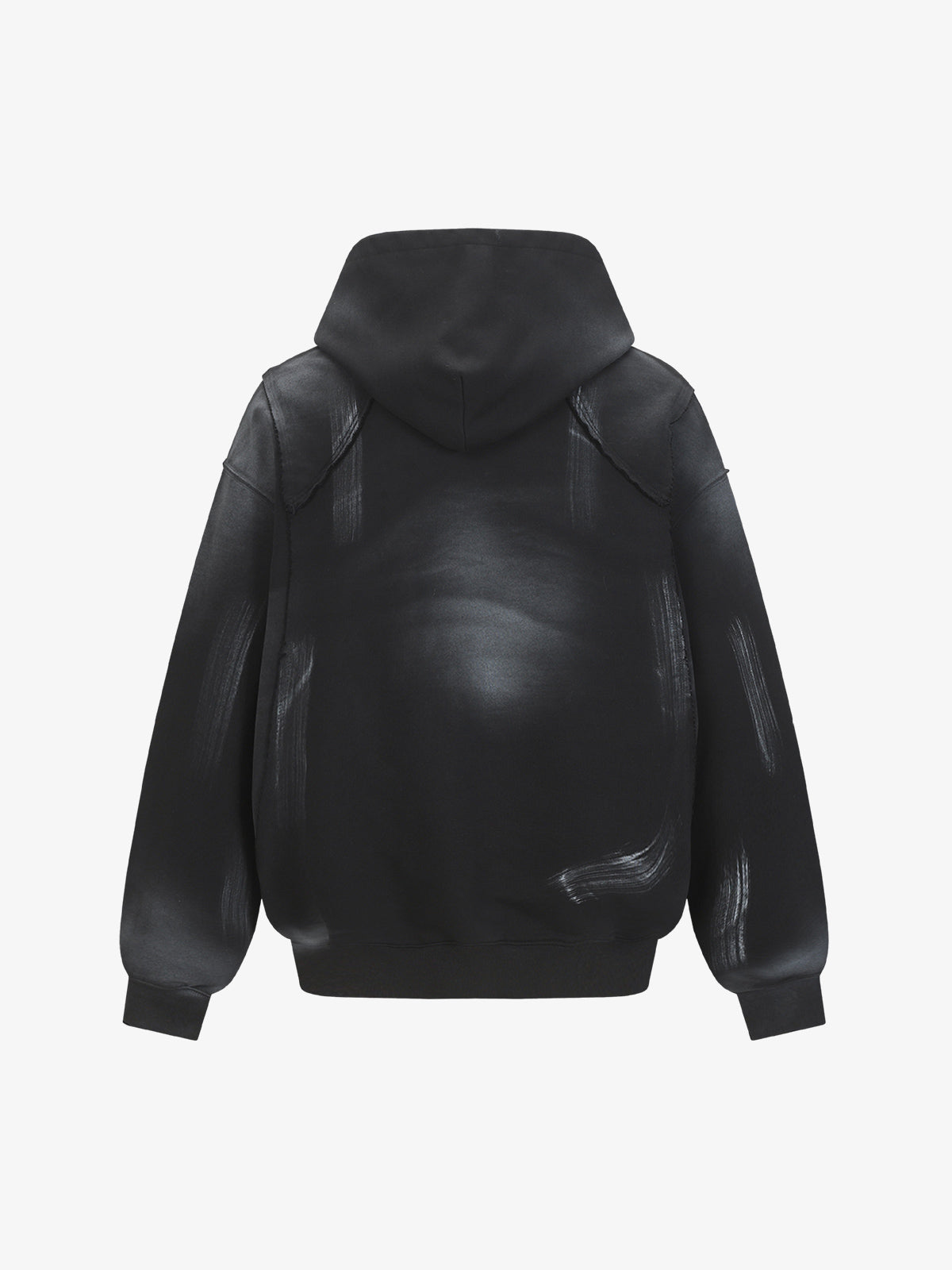 Hip-Hop Wasteland Ink-Dyed Raw Edge Hoodie