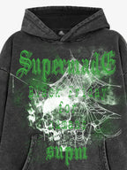 Gothic Skull Spider Web Graphic Hoodie