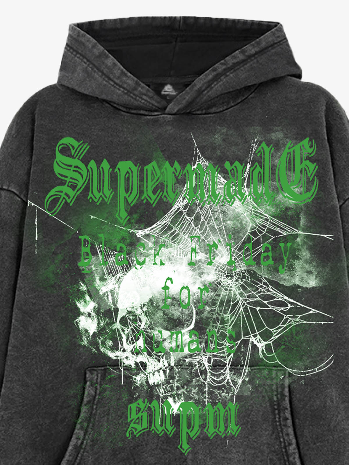 Gothic Skull Spider Web Graphic Hoodie