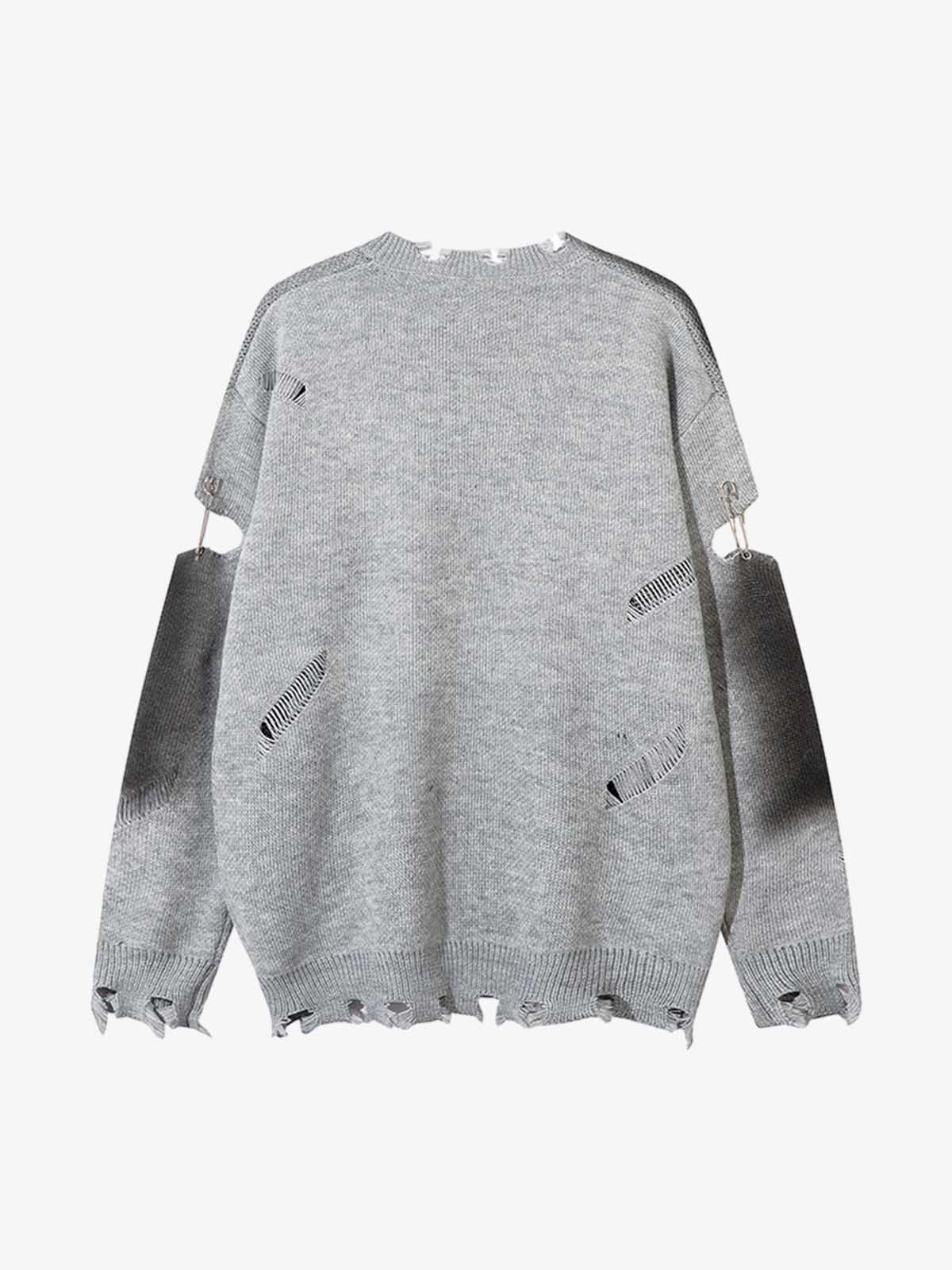 Vintage Spray-Painted Cross Hole Knit Sweater