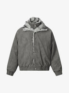 Vintage Dual-layer Collar Fleece-lined Zipper Jacket