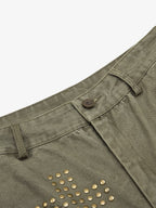 Vintage Utility Studded Cross Straight Leg Pants