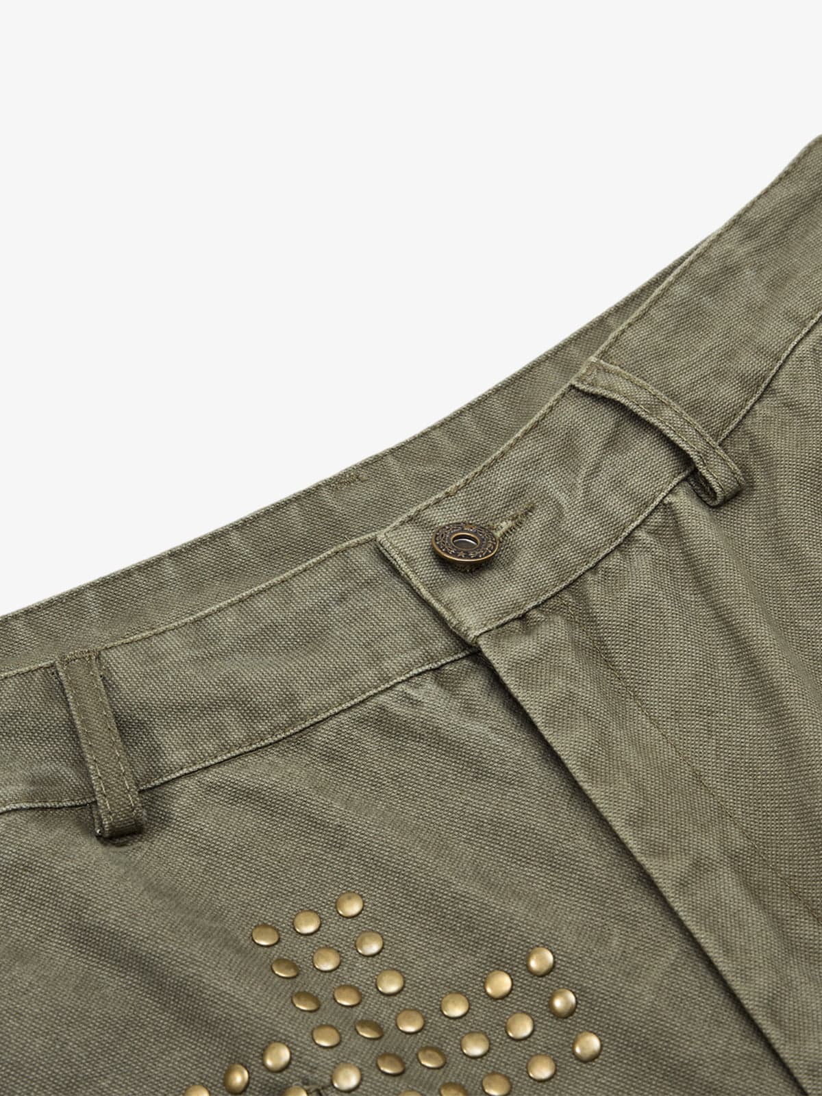 Vintage Utility Studded Cross Straight Leg Pants