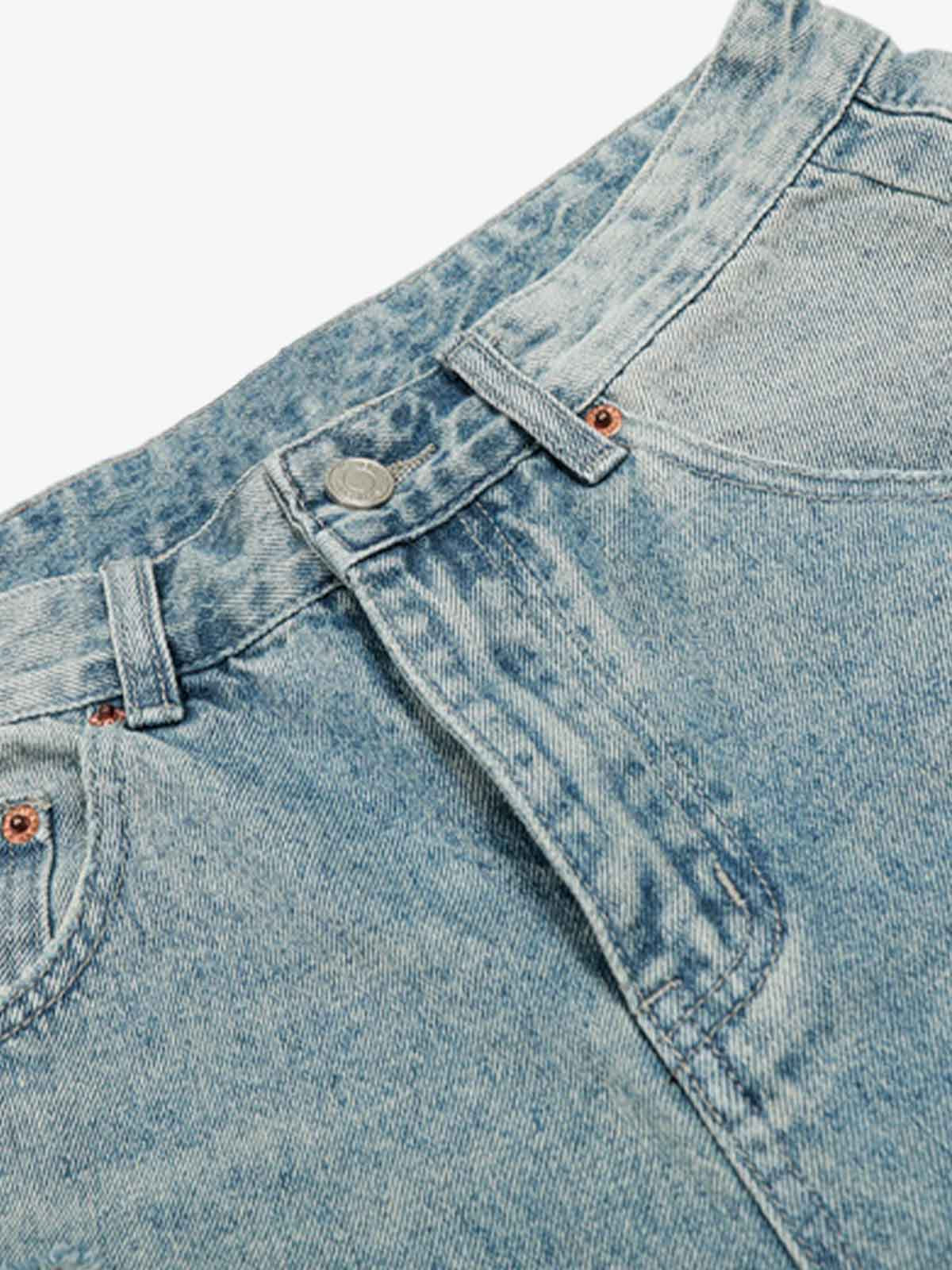 Distressed Washed Ripped Denim Jort