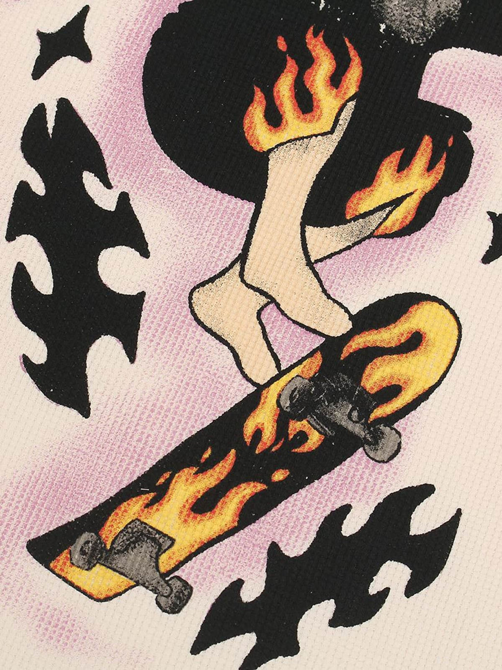 Waffle Knit Skate Wizard Flame Graphic T-Shirt