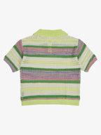 Pastel Striped Crochet Knit Short Sleeve Polo Shirt