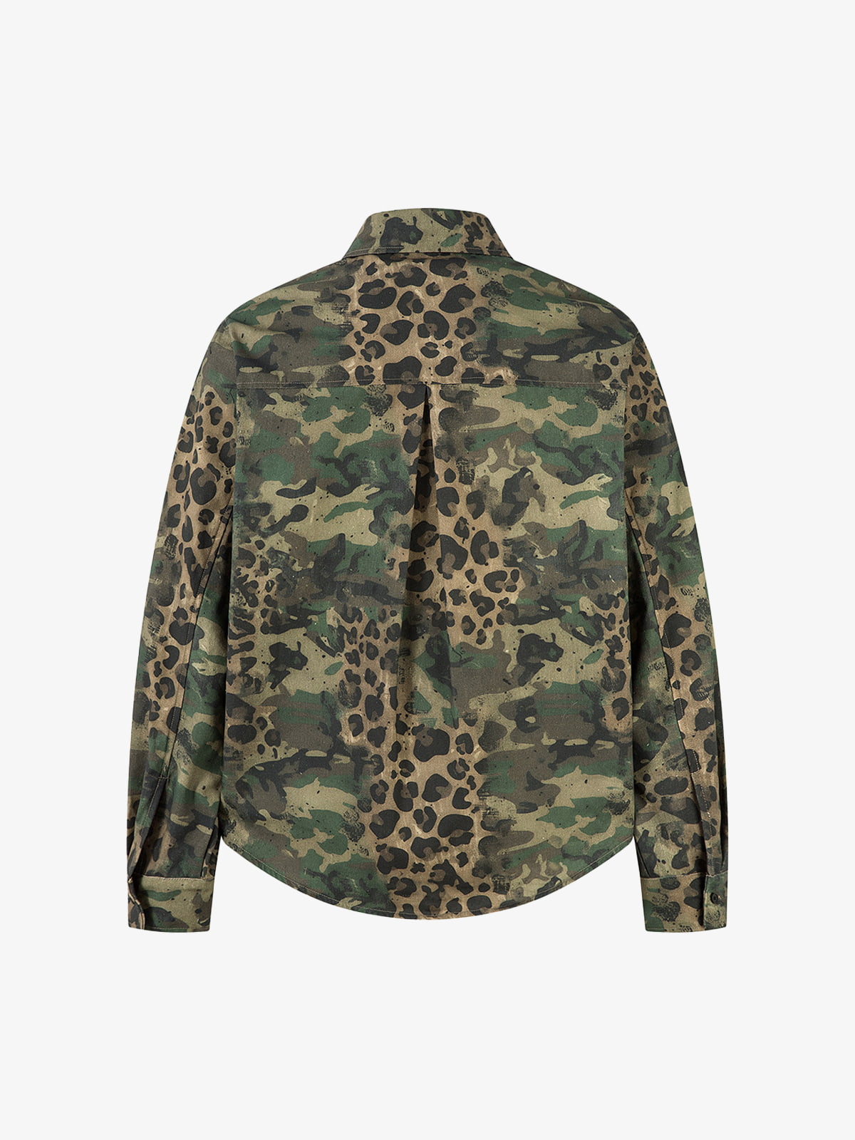 Camo Leopard Patchwork Button Up Shirt