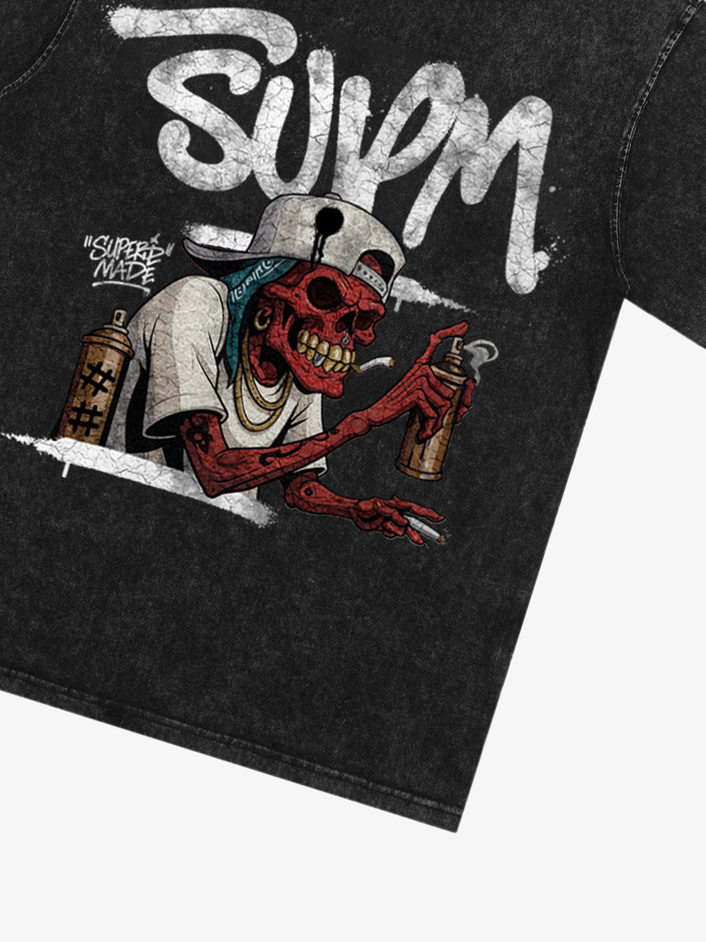 Street Trendy Skull Spray-Paint Graffiti Master T-Shirt