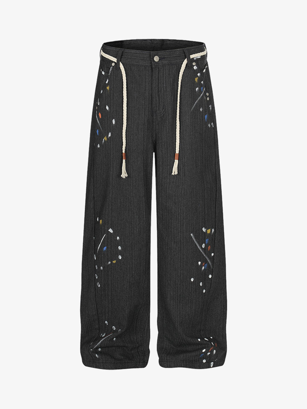 Street Contrast Artistic Graffiti Drawstring Jeans