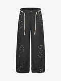 Street Contrast Artistic Graffiti Drawstring Jeans