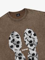 Soccer Ball Footprint Graphic T-Shirt