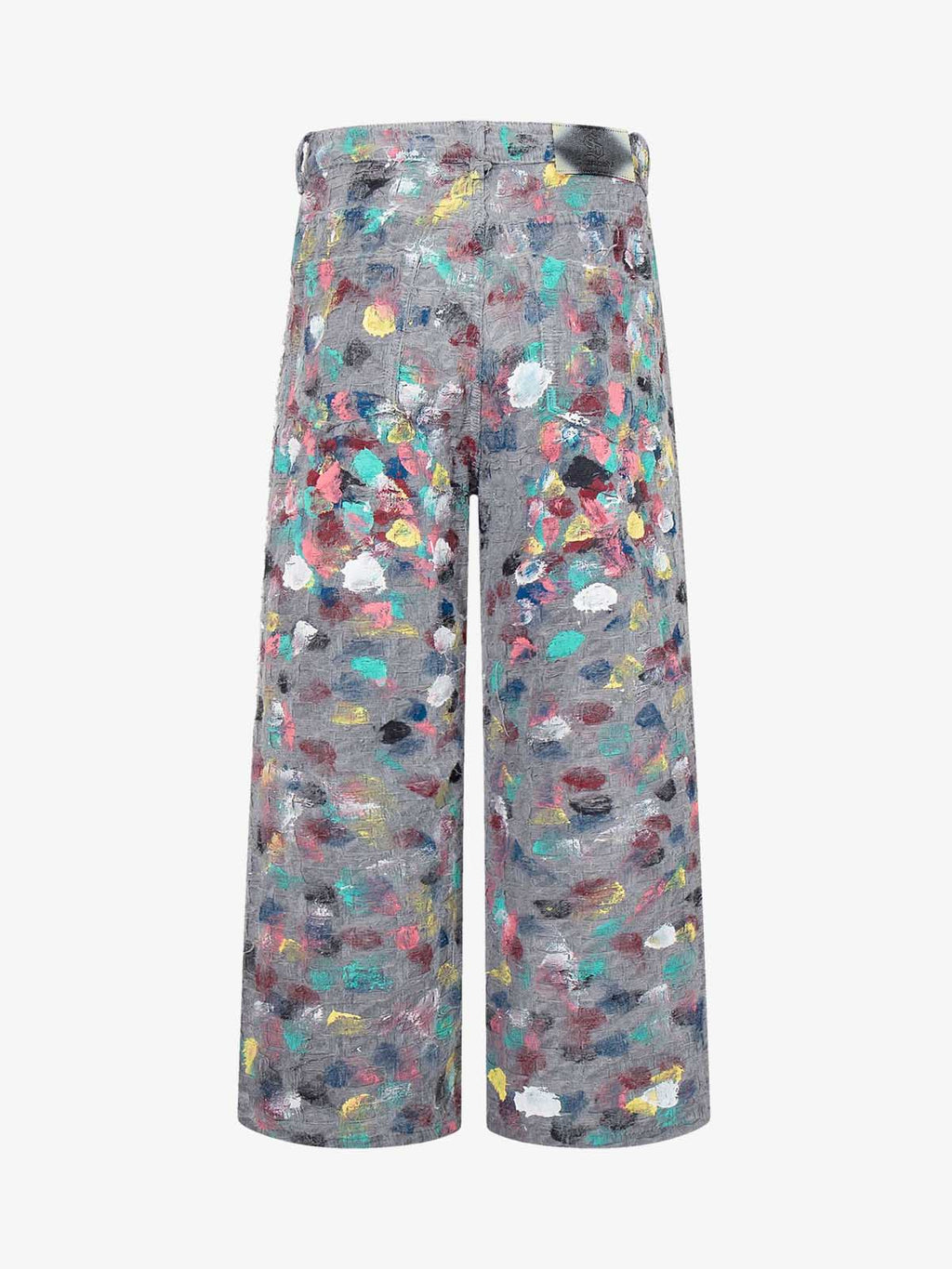 Hand-Painted Frayed Wide Leg Jeans
