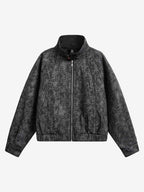 Dark Deconstructed Split Stand Collar Jacket
