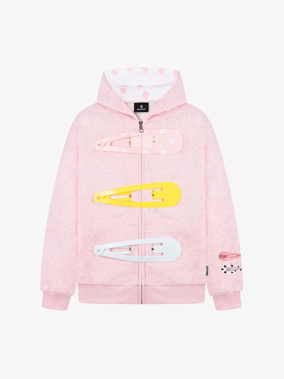 Detachable Hair Clip Decoration Zip Up Hoodie