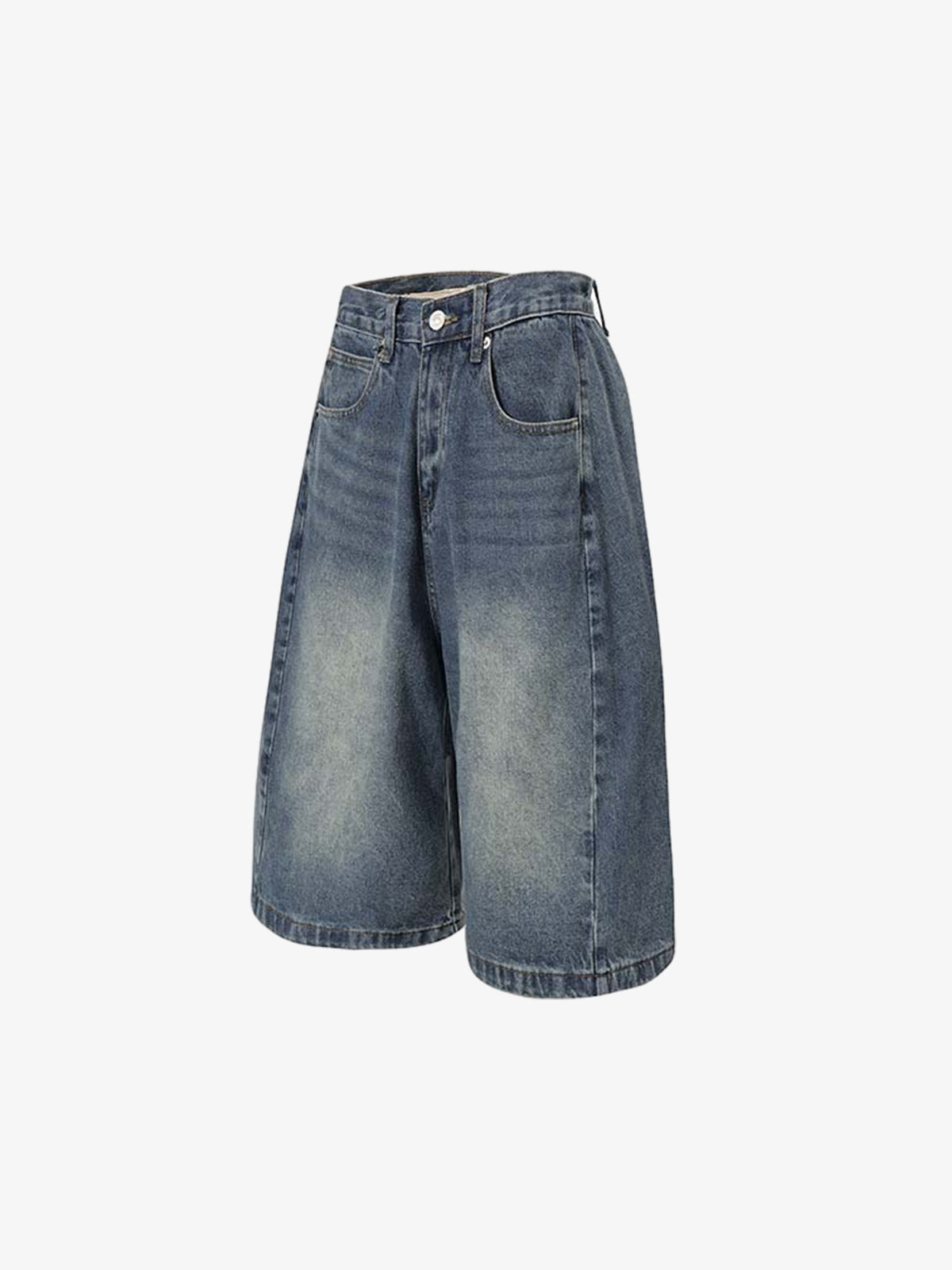 Washed Denim Wide Leg Jorts