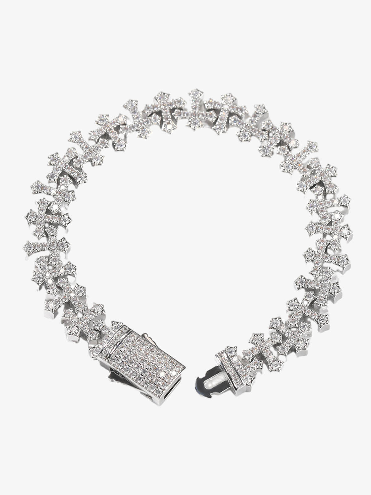 Cross Link Iced Bracelet