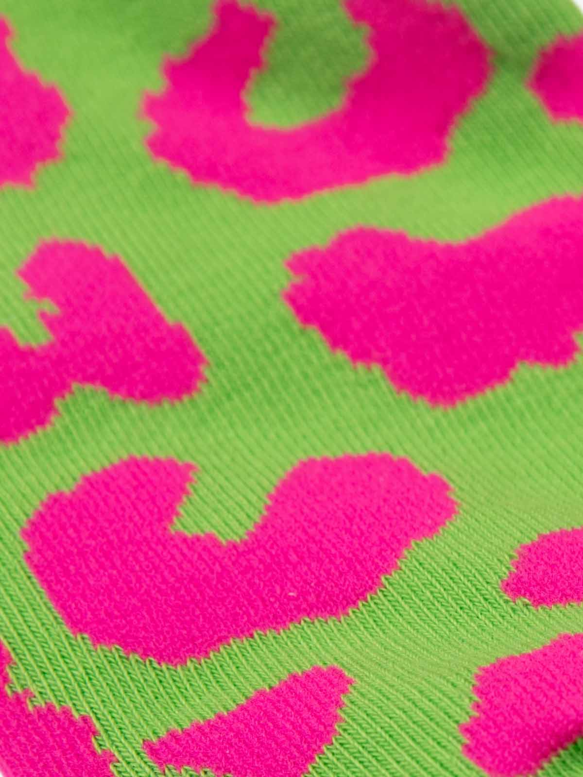 Retro Vibrant Leopard Print Color-Block Crew Socks
