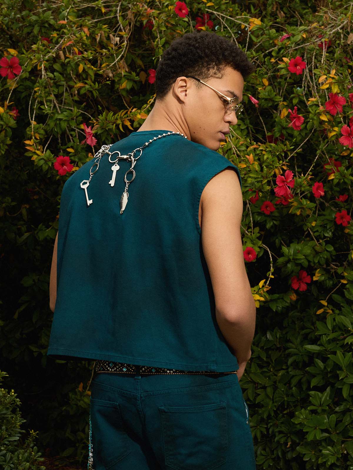 Washed Workwear Zip-Up Denim Vest
