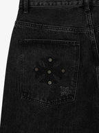Vintage Washed Distressed Metal Ring Baggy Jeans