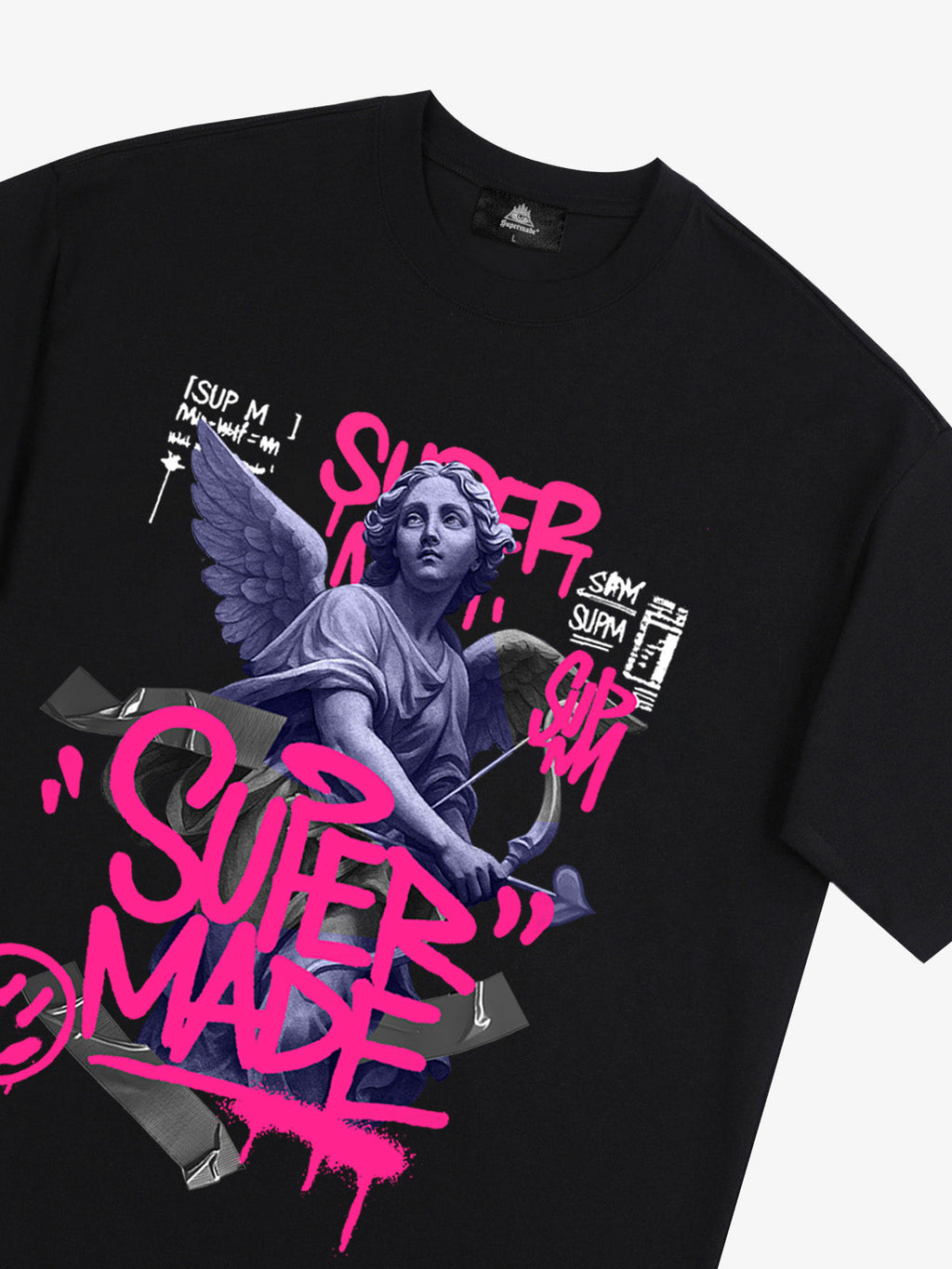 Street Pink Lucky Angel Graphic Design T-Shirt