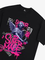 Street Pink Lucky Angel Graphic Design T-Shirt