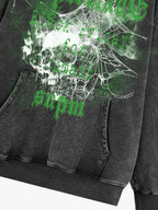 Gothic Skull Spider Web Graphic Hoodie